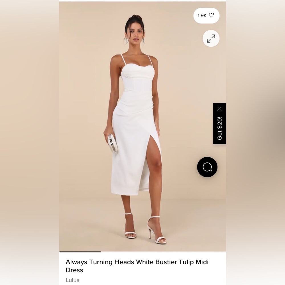 NWT: Lulu's White Bustier Tulip Midi Dress